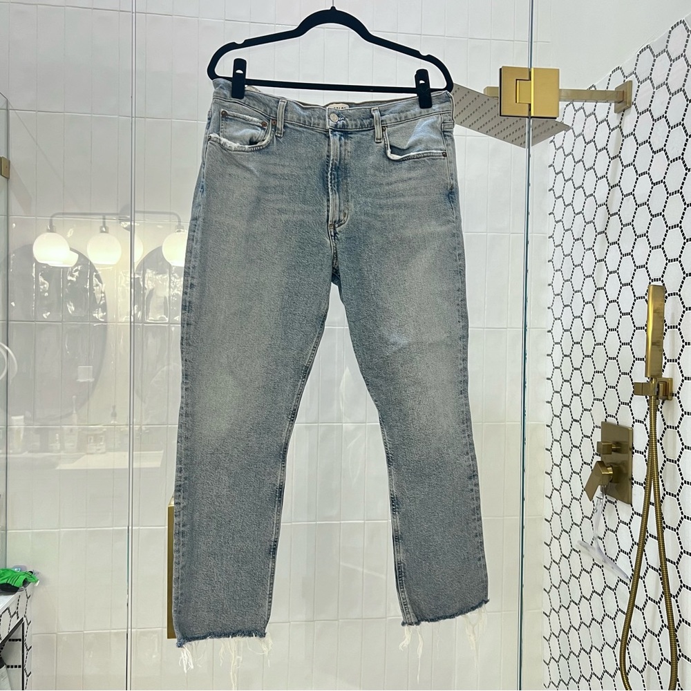 Agolde Light Wash Merrel Mid Rise Straight Leg Jeans